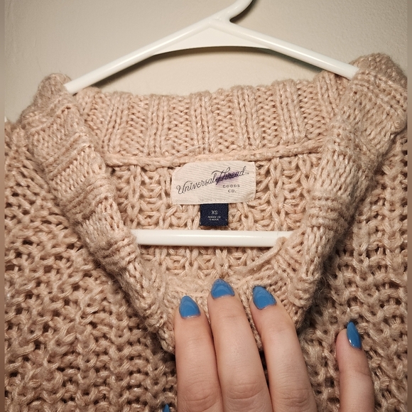 Chunky Knit Sweater Mock Neck Pullover‎ Long Sleeve Blush Pink XS - Picture 4 of 5